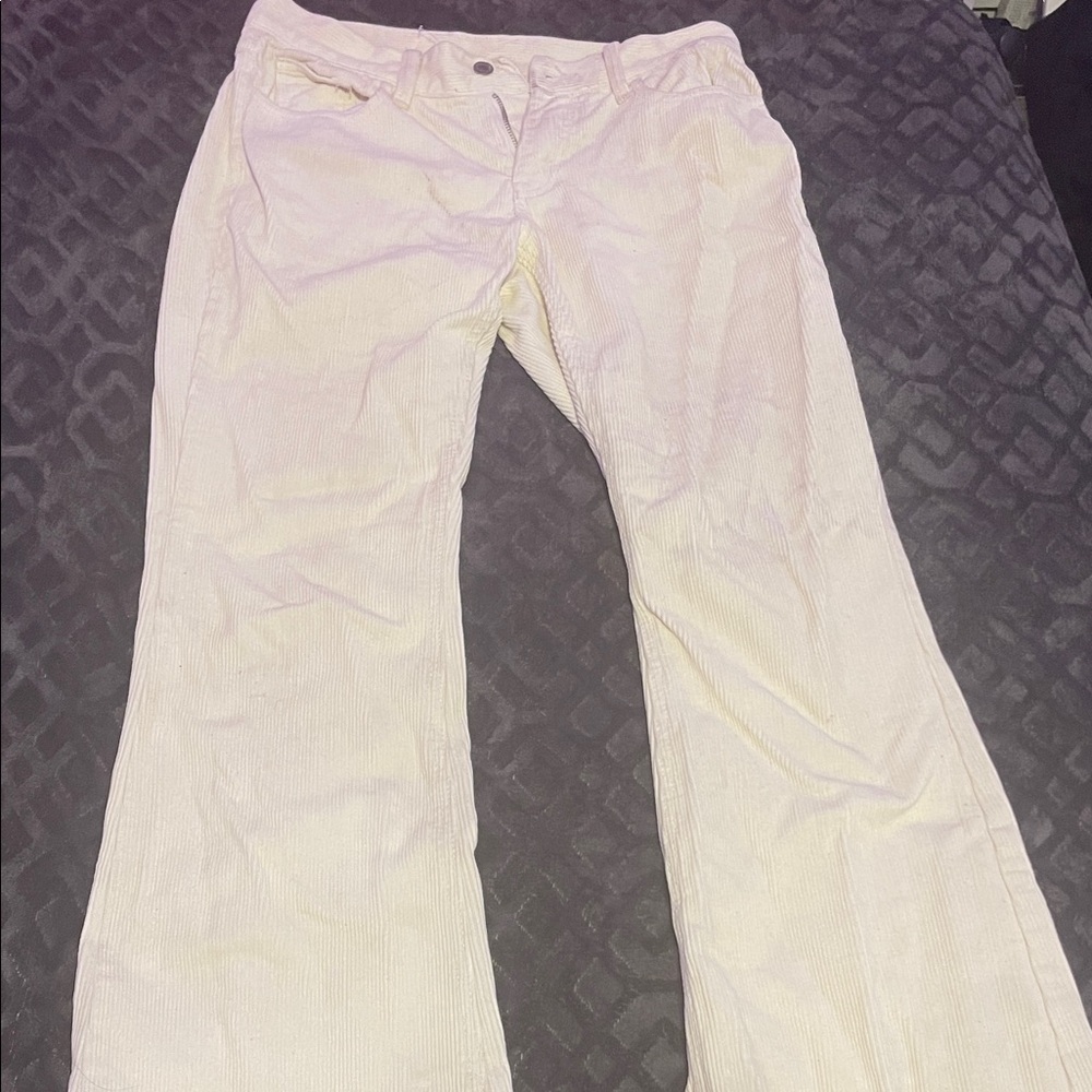 Cream Corduroy Flare Jeans
